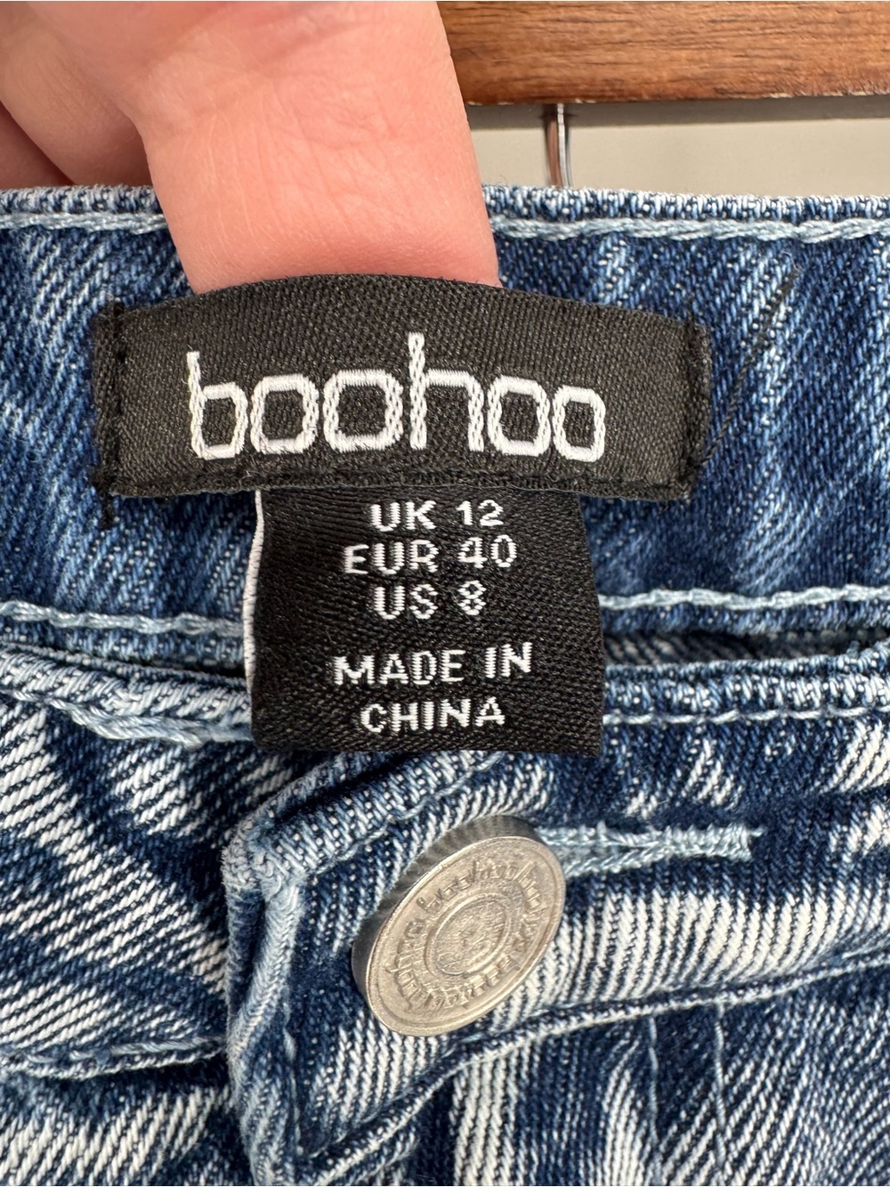 Boohoo Carpenter Jeans Light Wash Wide Leg Utility Denim Cropped HighRise Size 8 - Picture 4 of 6